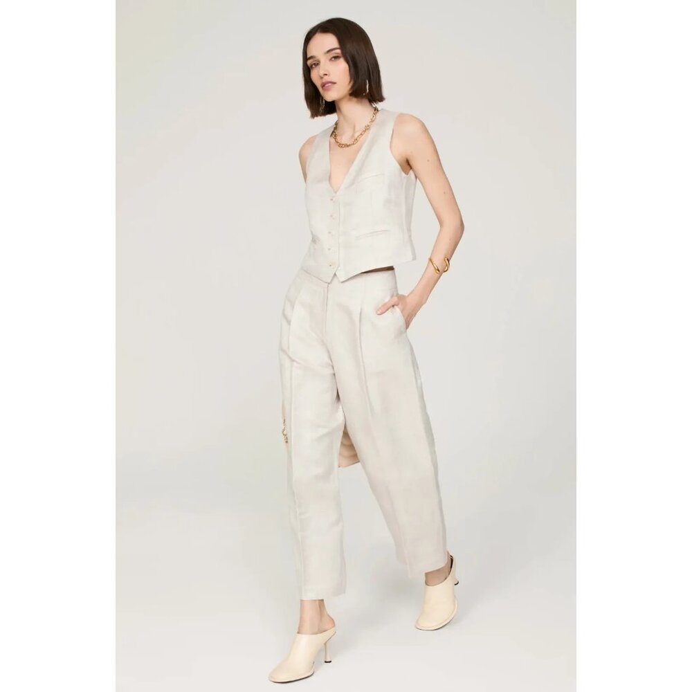 Rosetta Getty Collective Linen Blend Straight Leg Pants Size 10 | Designer